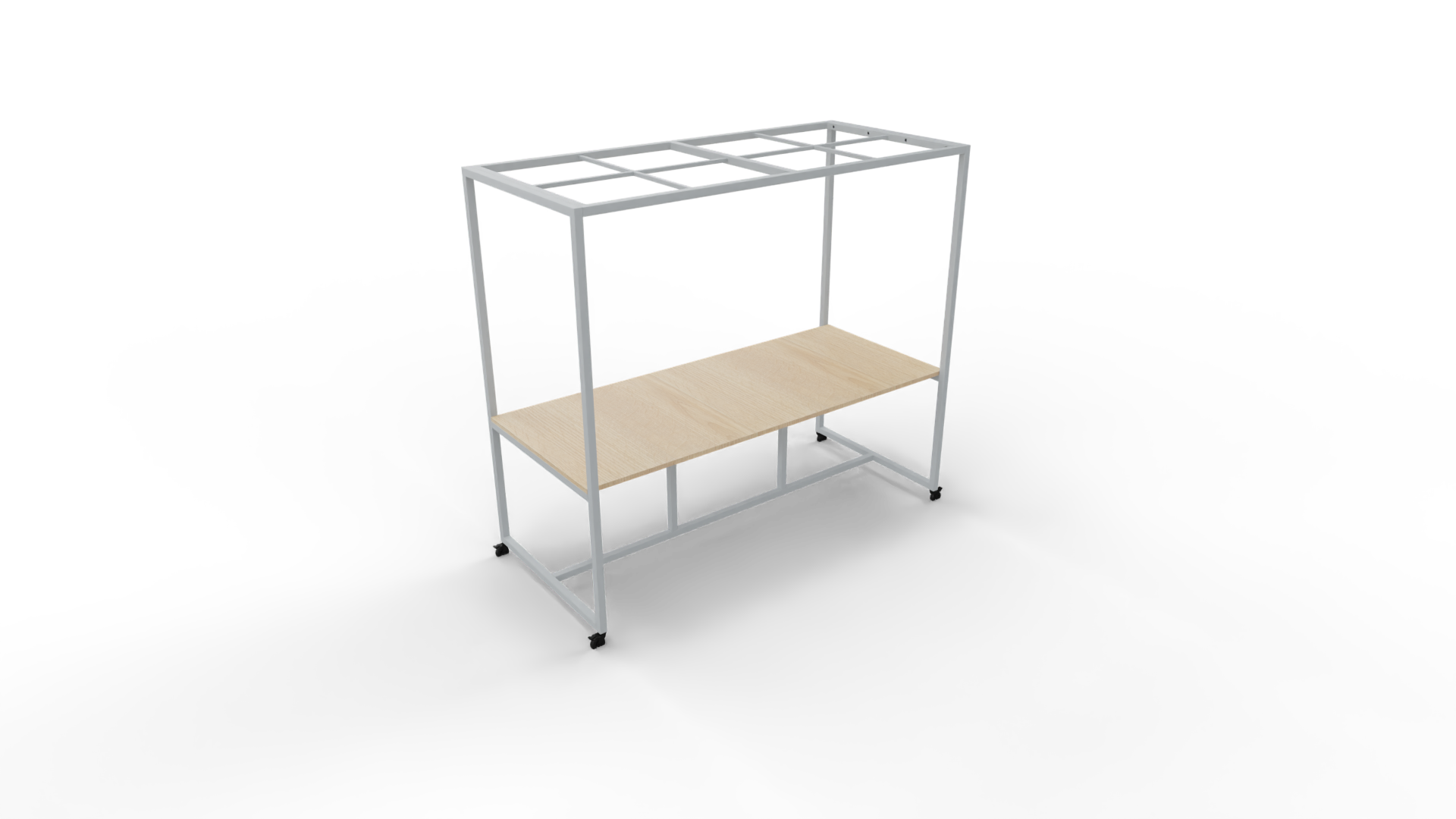 Verrijdbare vergadertafel 5211 met dakelement - 320 x 100 cm. - Alu - Eiken licht afbeelding