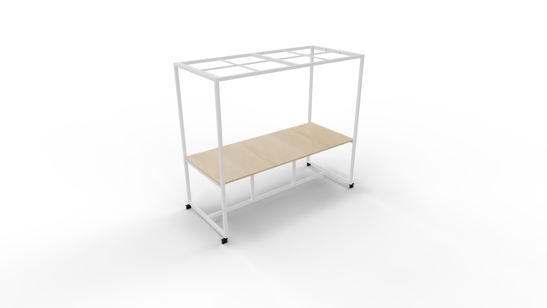Verrijdbare vergadertafel 5211 met dakelement - 160 x 100 cm. - Wit - Eiken licht afbeelding