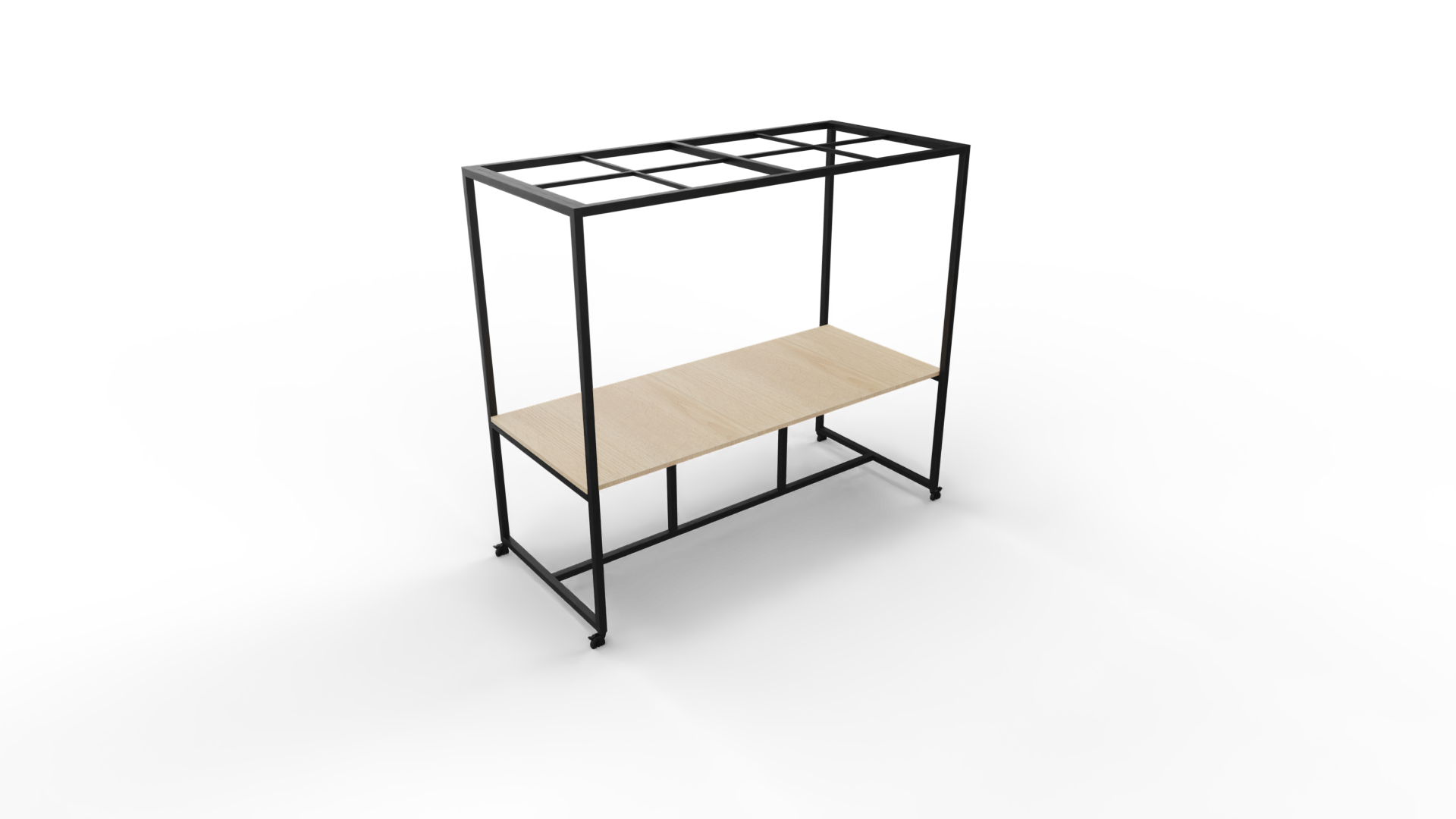 Verrijdbare vergadertafel 5211 met dakelement - 240 x 100 cm. - Zwart - Eiken licht afbeelding