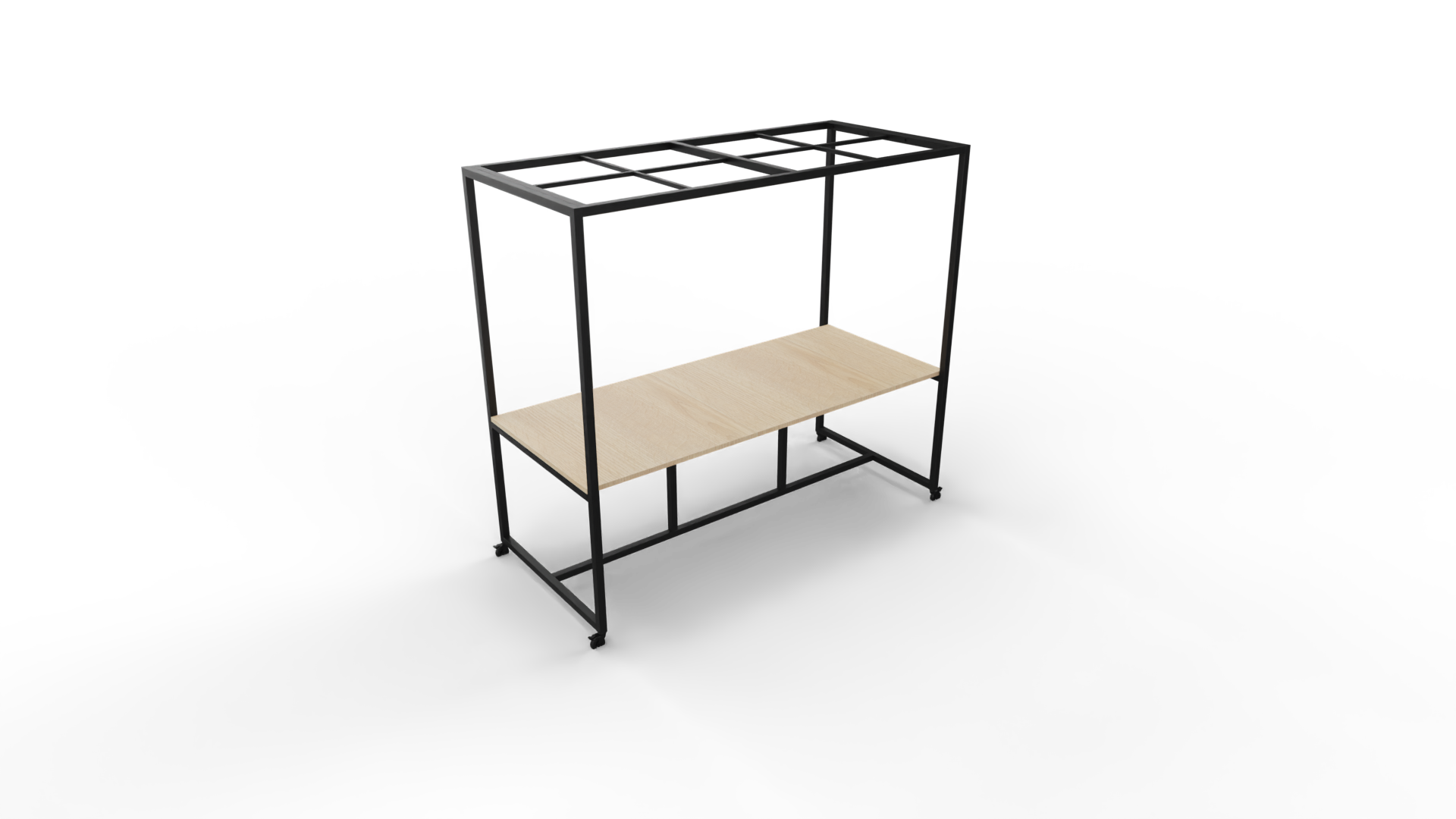 Verrijdbare vergadertafel 5211 met dakelement - 320 x 100 cm. - Zwart - Eiken licht afbeelding