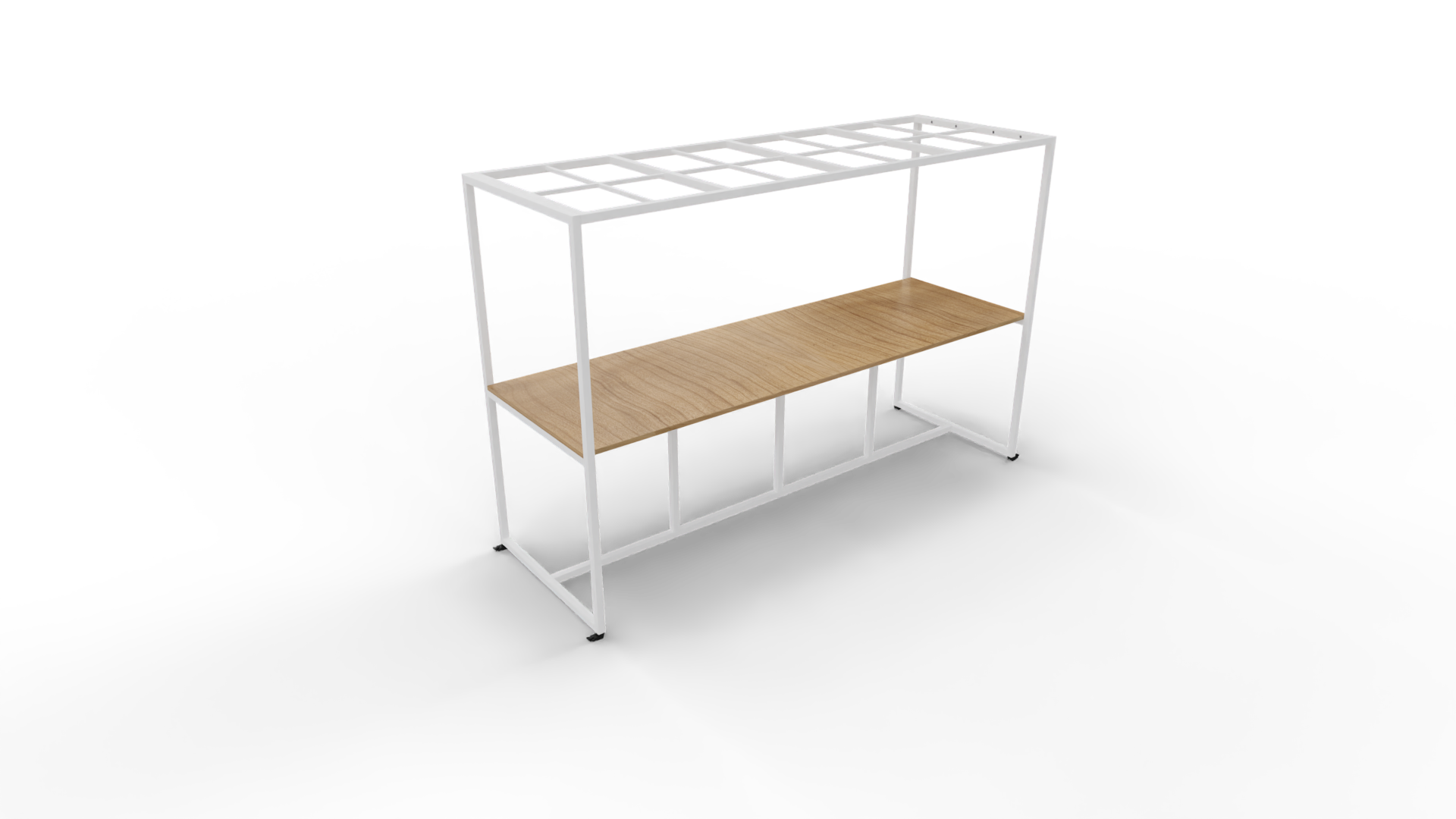 Verrijdbare vergadertafel 5211 met dakelement - 320 x 100 cm. - Wit - Toscaans noten afbeelding