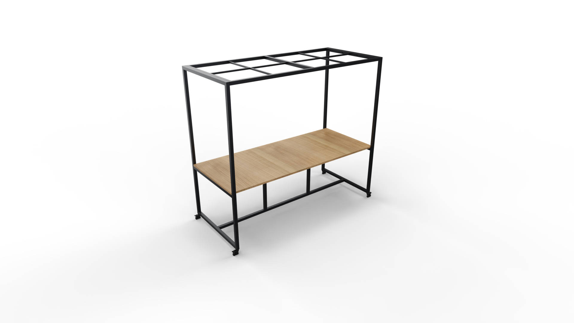 Verrijdbare vergadertafel 5211 met dakelement - 320 x 100 cm. - Zwart - Toscaans noten afbeelding