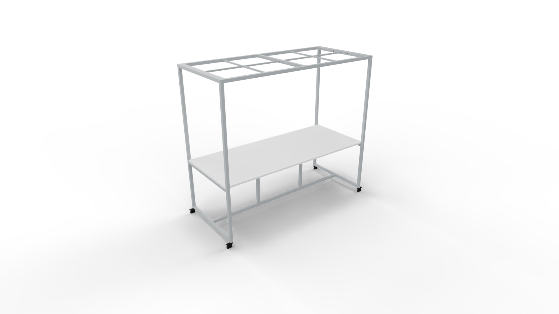 Verrijdbare vergadertafel 5211 met dakelement - 320 x 100 cm. - Alu - Wit afbeelding