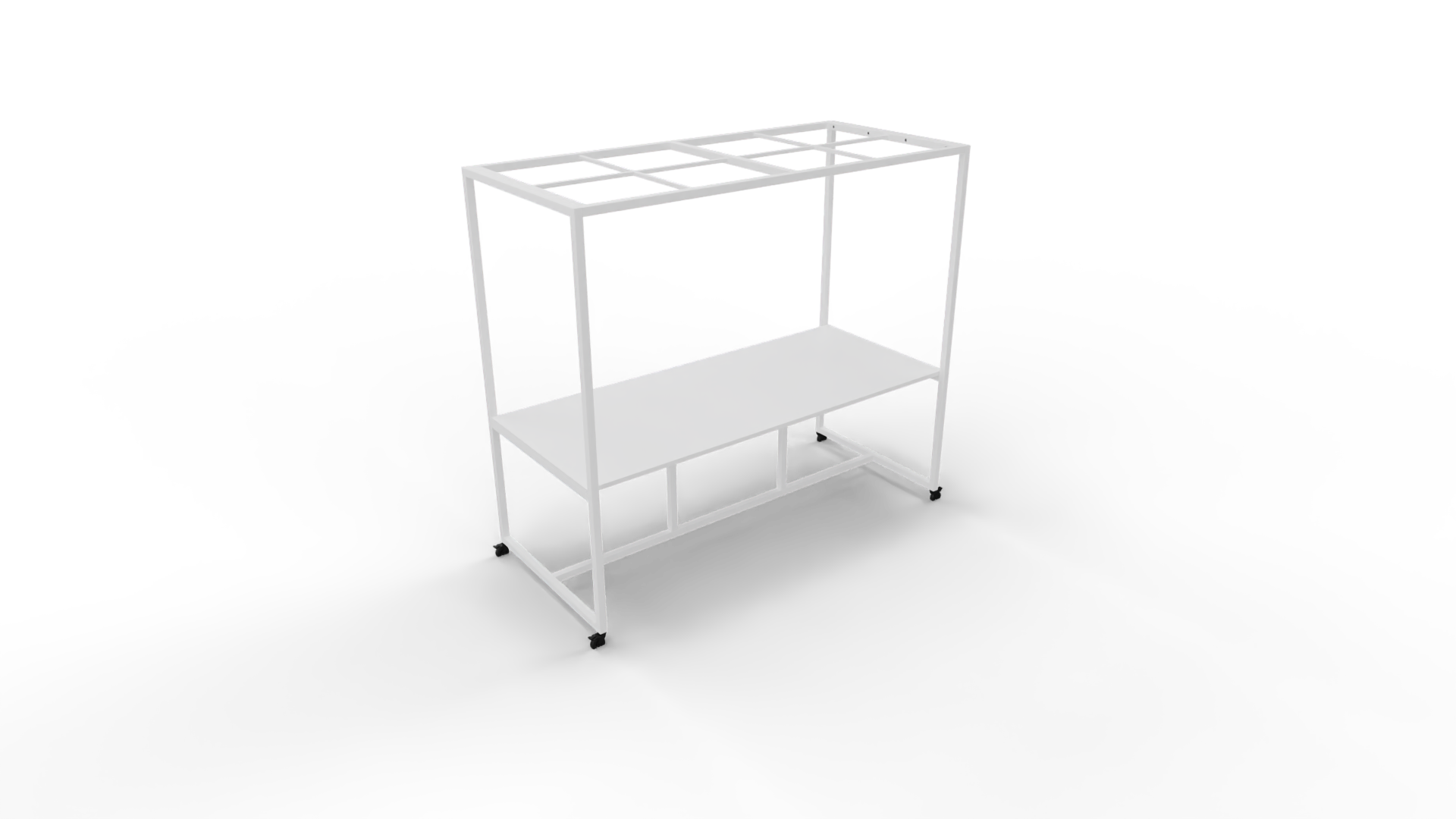 Verrijdbare vergadertafel 5211 met dakelement - 320 x 100 cm. - Wit - Wit afbeelding