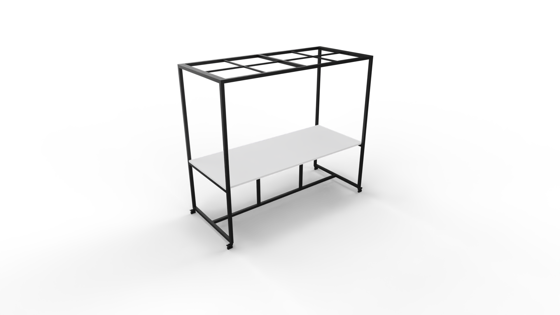 Verrijdbare vergadertafel 5211 met dakelement - 320 x 100 cm. - Zwart - Wit afbeelding