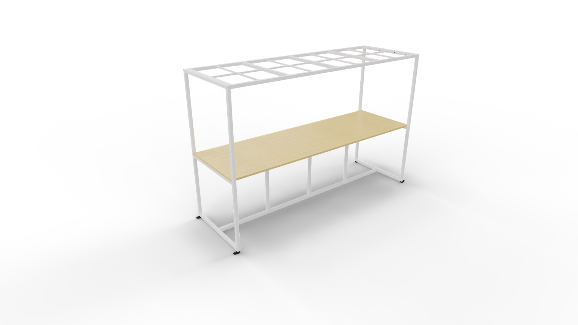 Verrijdbare vergadertafel 5311 met dakelement - 160 x 100 cm. - Wit - Beuken afbeelding
