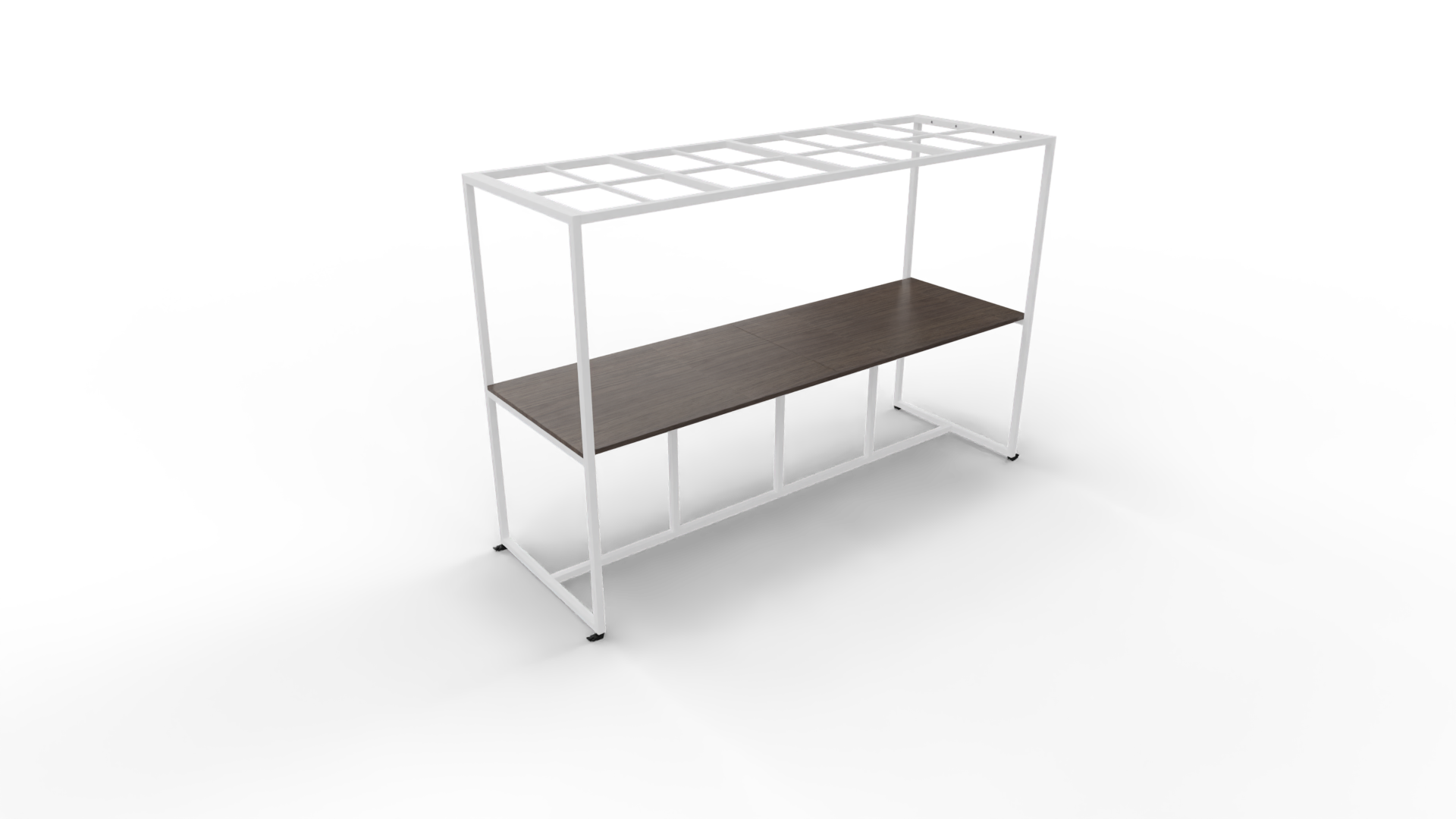 Verrijdbare vergadertafel 5311 met dakelement - 160 x 100 cm. - Wit - Eiken donker afbeelding