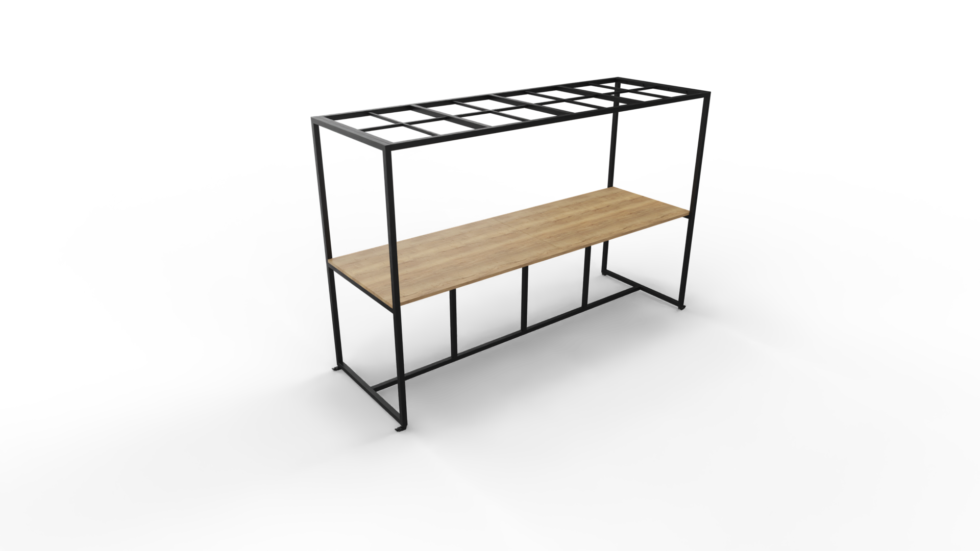 Verrijdbare vergadertafel 5311 met dakelement - 320 x 100 cm. - Zwart - Eiken YT49a afbeelding