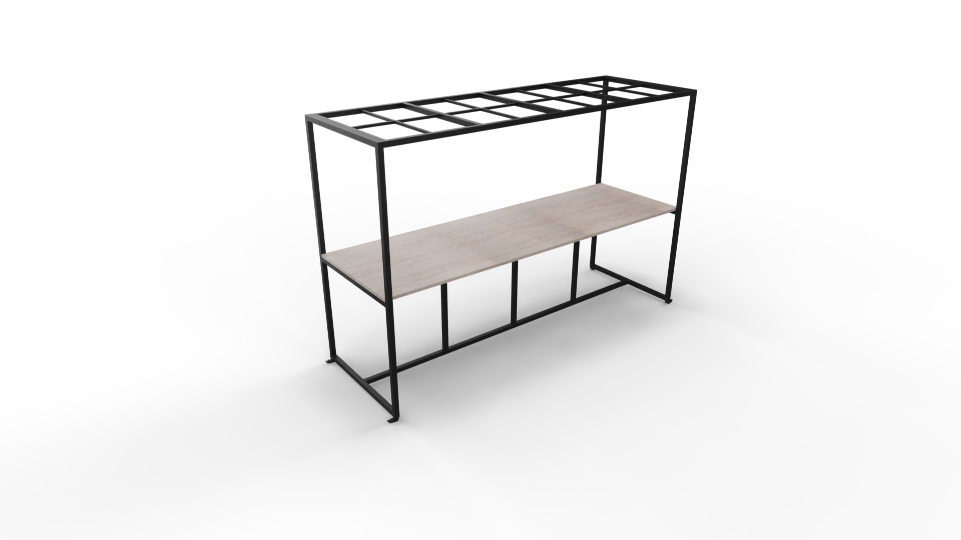 Verrijdbare vergadertafel 5311 met dakelement - 240 x 100 cm. - Zwart - Eiken donker afbeelding