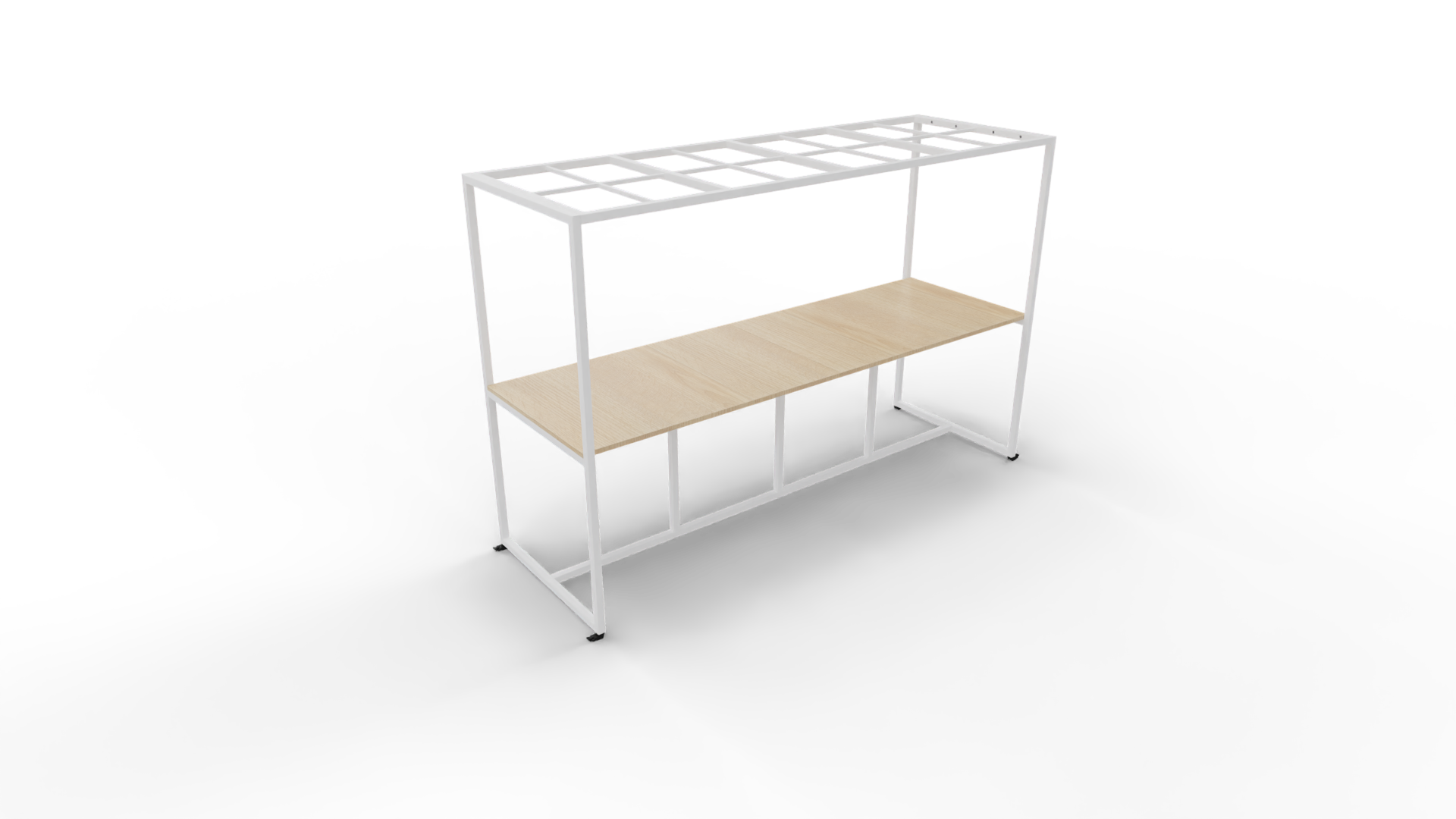 Verrijdbare vergadertafel 5311 met dakelement - 240 x 100 cm. - Wit - Eiken licht afbeelding