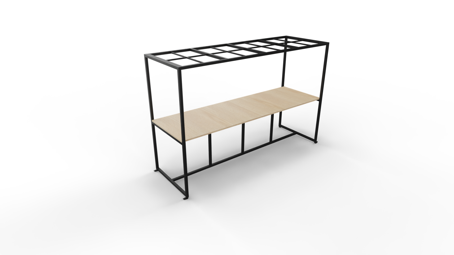 Verrijdbare vergadertafel 5311 met dakelement - 160 x 100 cm. - Zwart - Eiken licht afbeelding