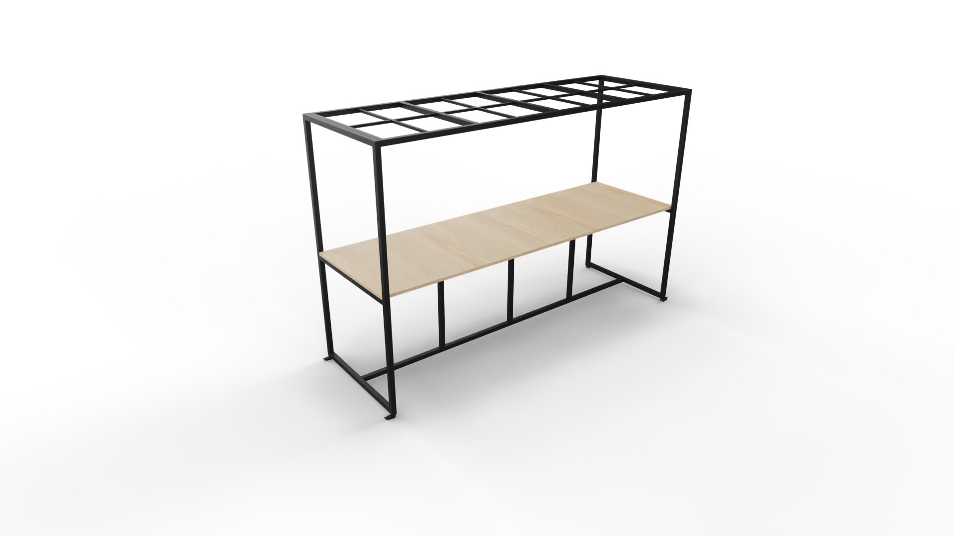 Verrijdbare vergadertafel 5311 met dakelement - 240 x 100 cm. - Zwart - Eiken licht afbeelding