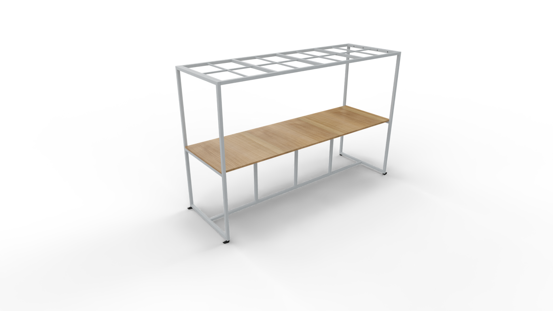 Verrijdbare vergadertafel 5311 met dakelement - 320 x 100 cm. - Alu - Toscaans noten afbeelding
