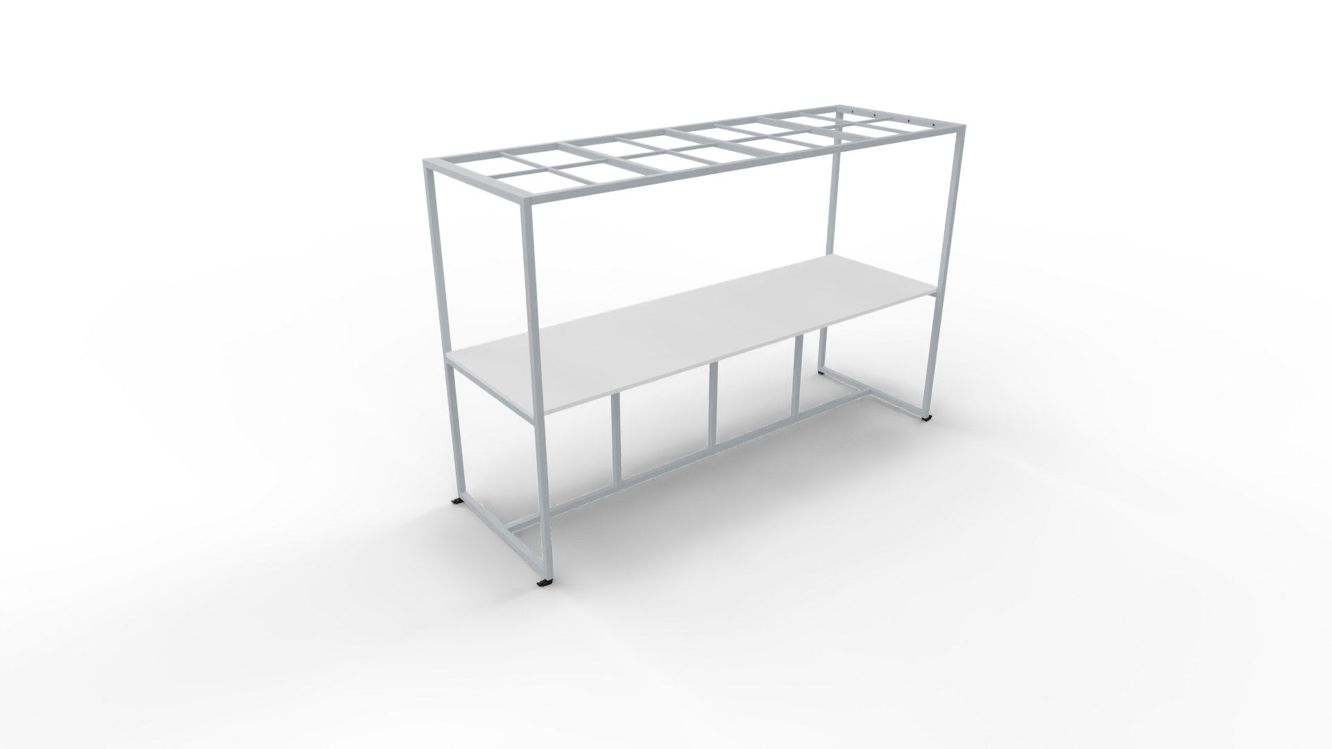 Verrijdbare vergadertafel 5311 met dakelement - 320 x 100 cm. - Alu - Wit afbeelding