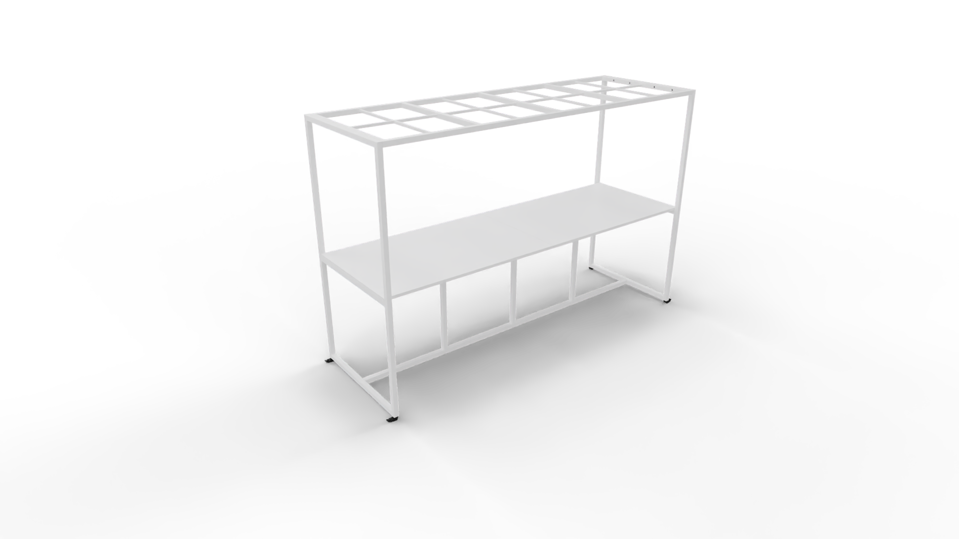 Verrijdbare vergadertafel 5311 met dakelement - 320 x 100 cm. - Wit - Wit afbeelding