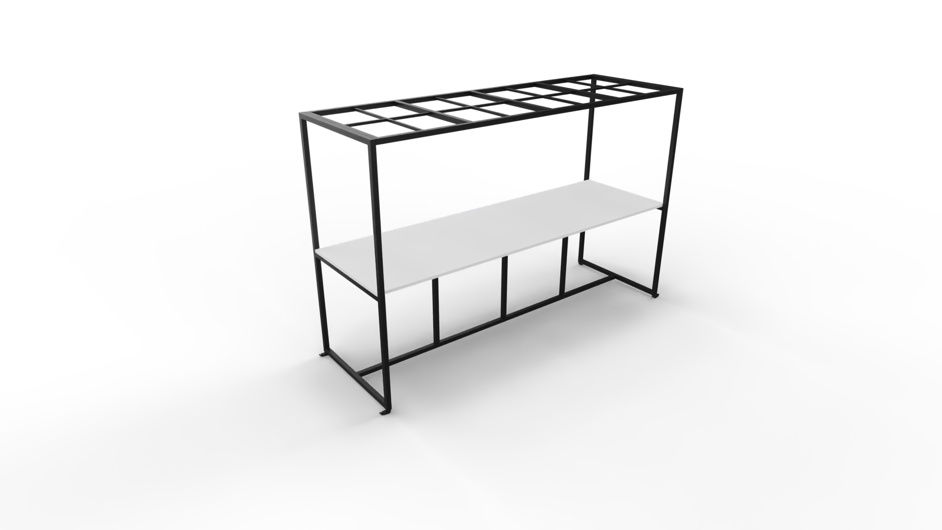 Verrijdbare vergadertafel 5311 met dakelement - 320 x 100 cm. - Zwart - Wit afbeelding