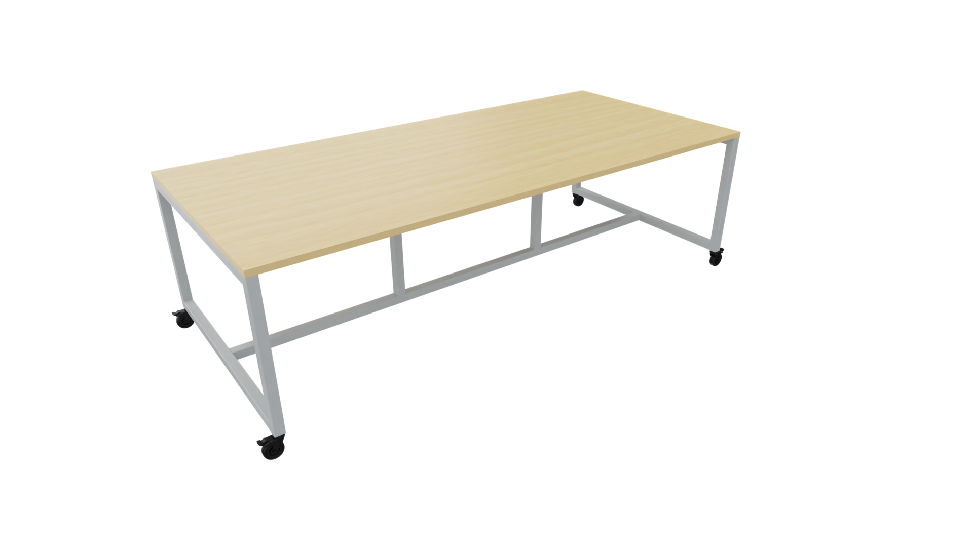 Verrijdbare vergadertafel 4711 - 160 x 108 cm. - Alu - Beuken afbeelding