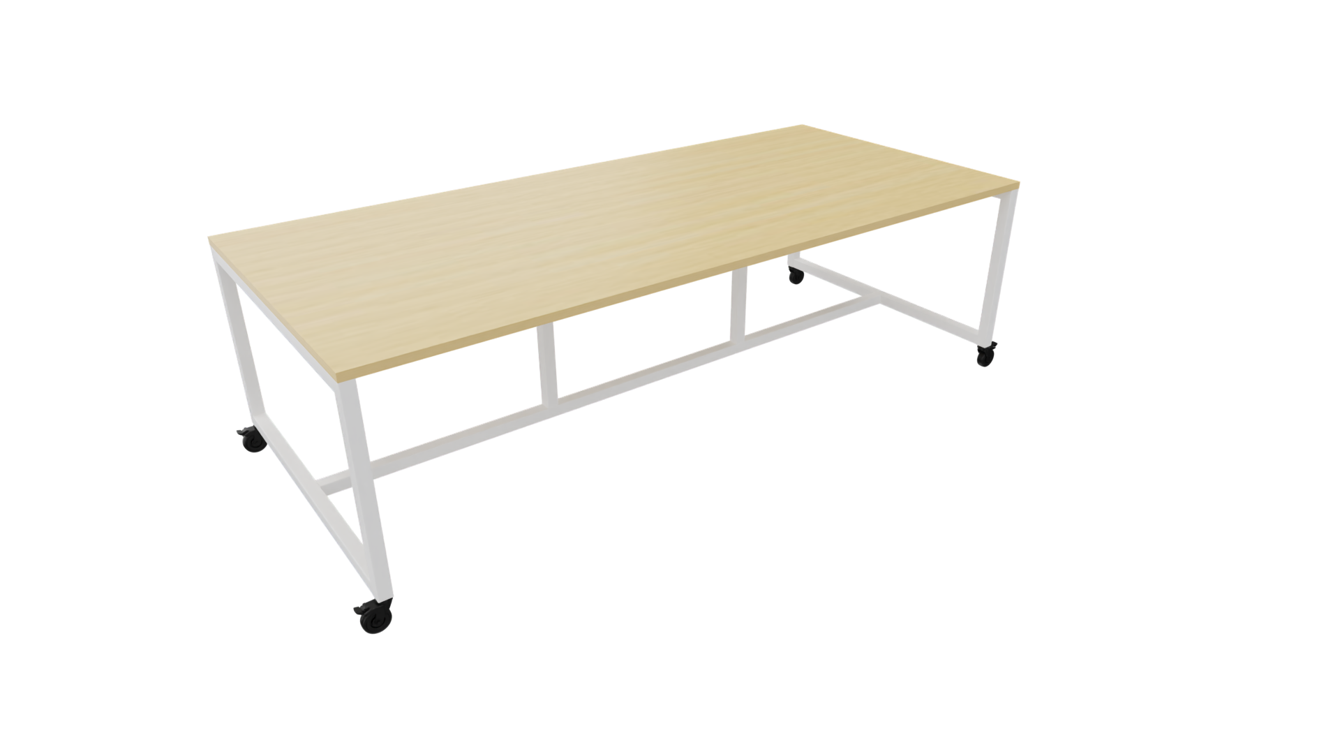 Verrijdbare vergadertafel 4711 - 320 x 108 cm. - Wit - Beuken afbeelding