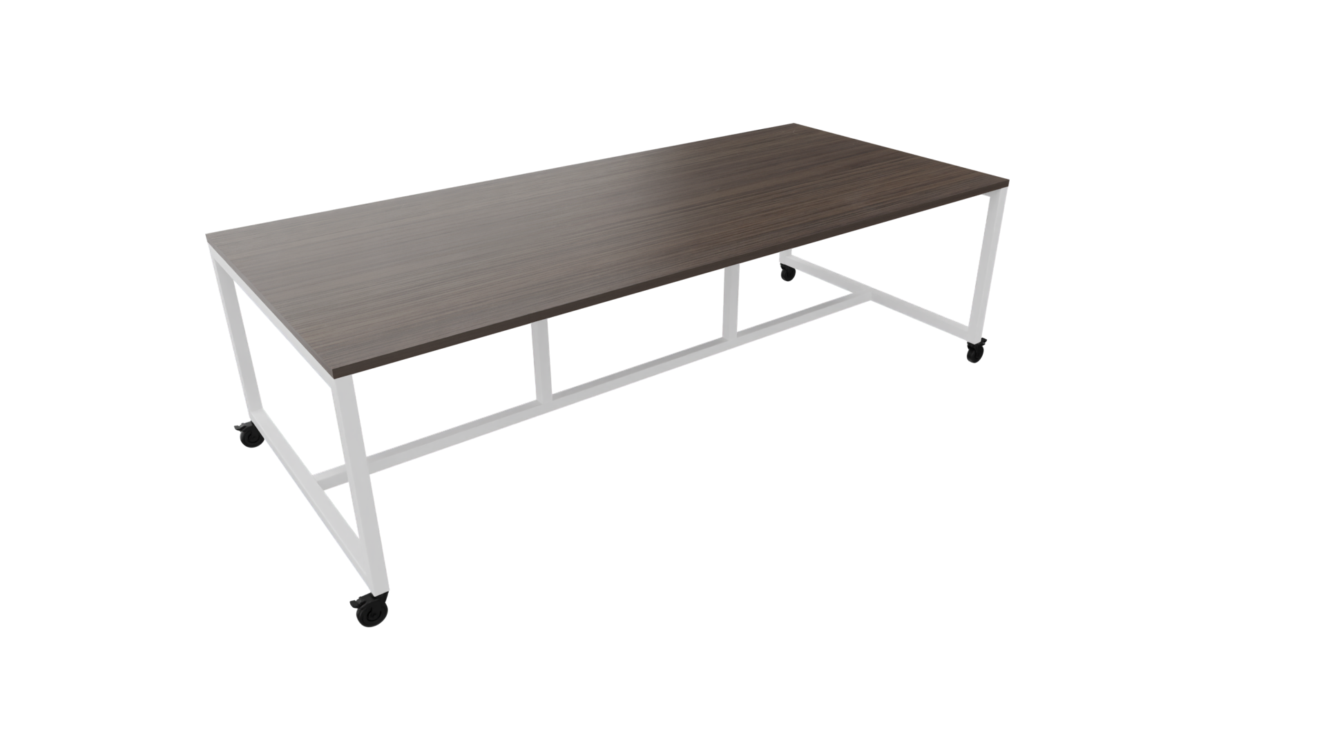 Verrijdbare vergadertafel 4711 - 160 x 108 cm. - Wit - Eiken donker afbeelding