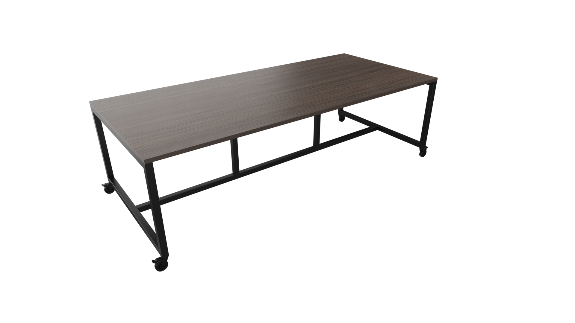 Verrijdbare vergadertafel 4711 - 320 x 108 cm. - Zwart - Eiken donker afbeelding