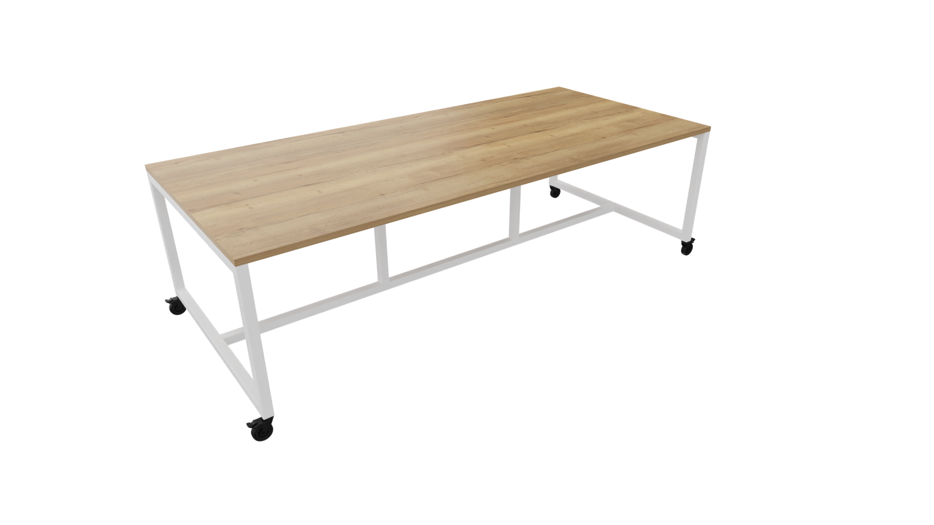 Verrijdbare vergadertafel 4711 - 320 x 108 cm. - Wit - Eiken YT49a afbeelding