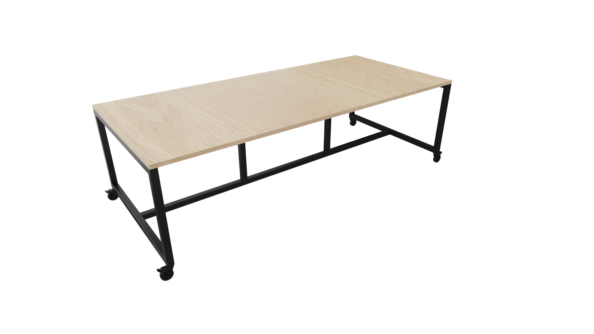 Verrijdbare vergadertafel 4711 - 160 x 108 cm. - Zwart - Eiken licht afbeelding