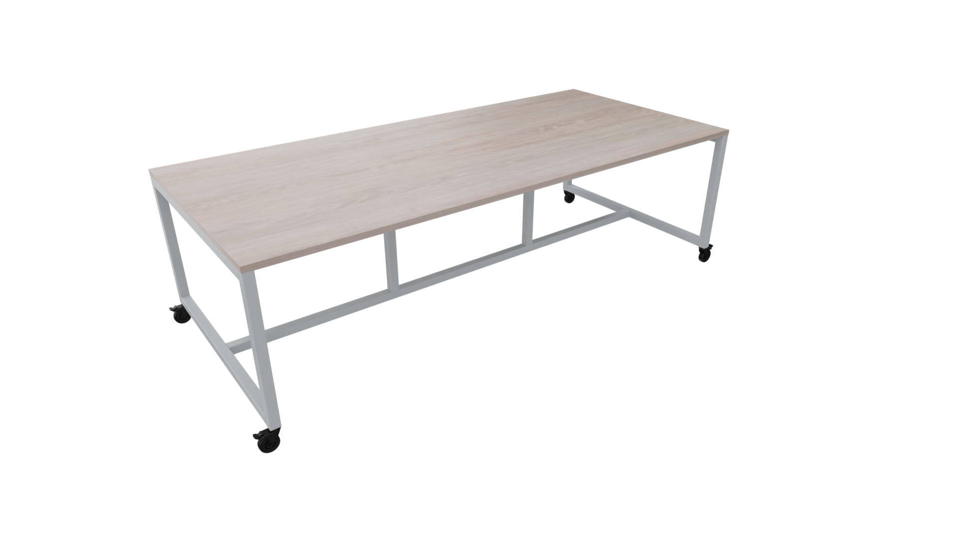 Verrijdbare vergadertafel 4711 - 240 x 108 cm. - Alu - Eiken Robson afbeelding