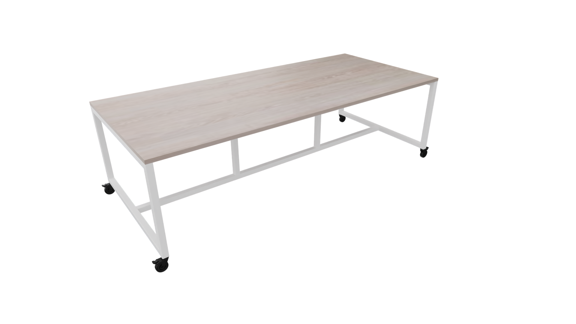 Verrijdbare vergadertafel 4711 - 240 x 108 cm. - Wit - Eiken Robson afbeelding