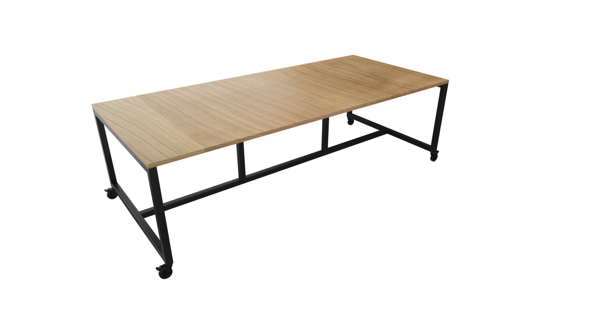 Verrijdbare vergadertafel 4711 - 320 x 108 cm. - Zwart - Toscaans noten afbeelding