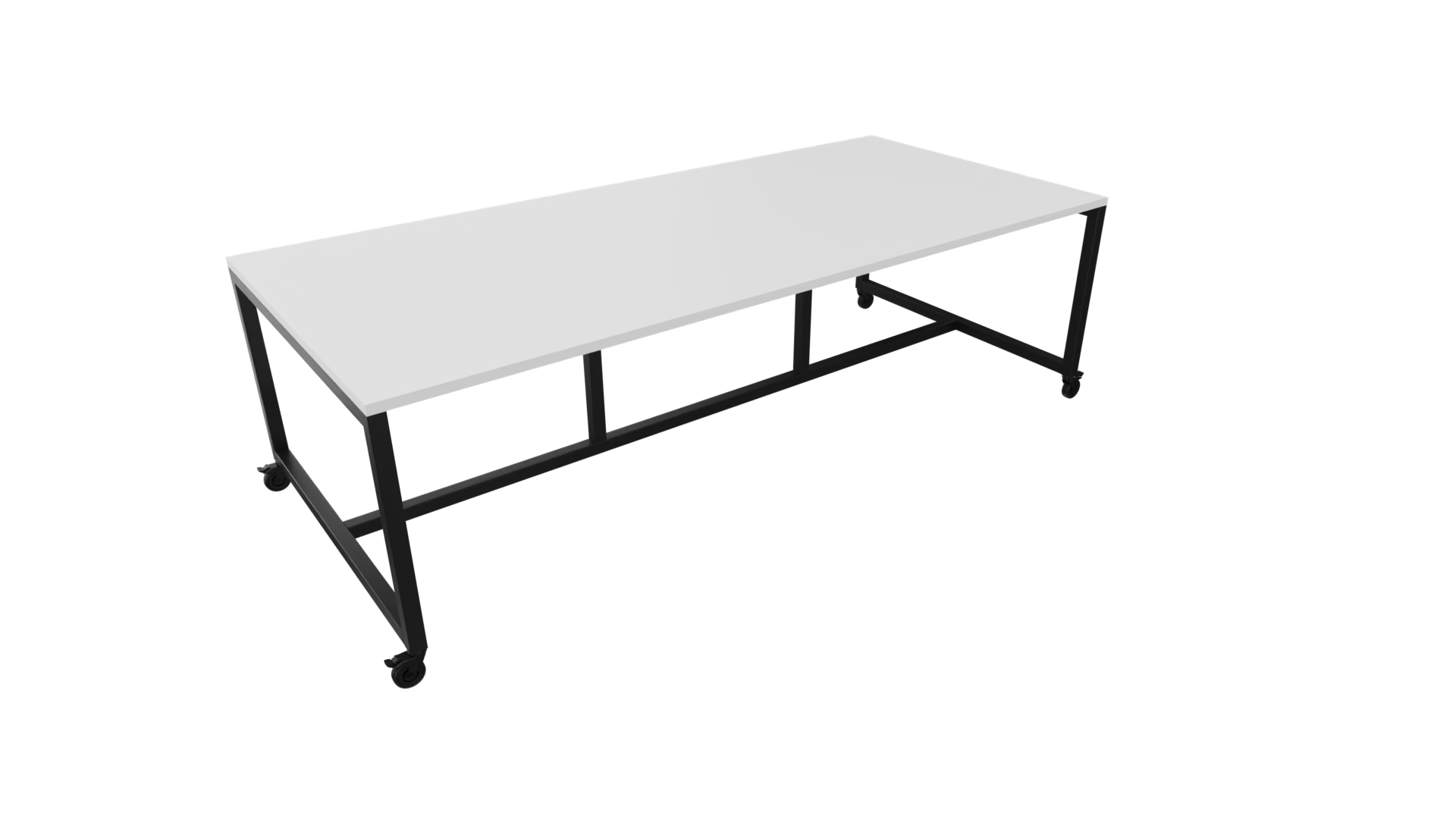 Verrijdbare vergadertafel 4711 - 160 x 108 cm. - Zwart - Wit afbeelding