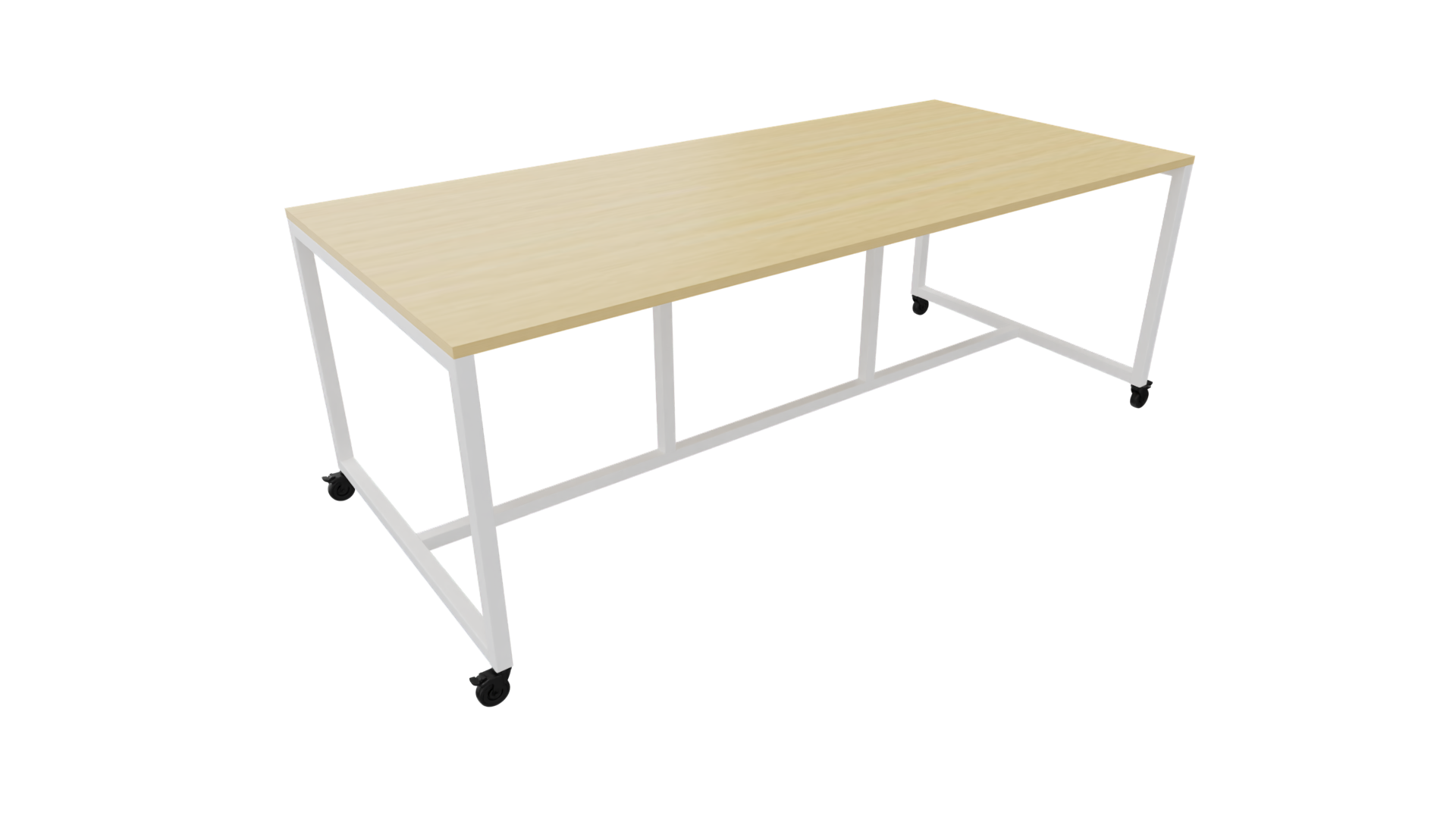 Verrijdbare vergadertafel 4811 - 240 x 108 cm. - Wit - Beuken afbeelding