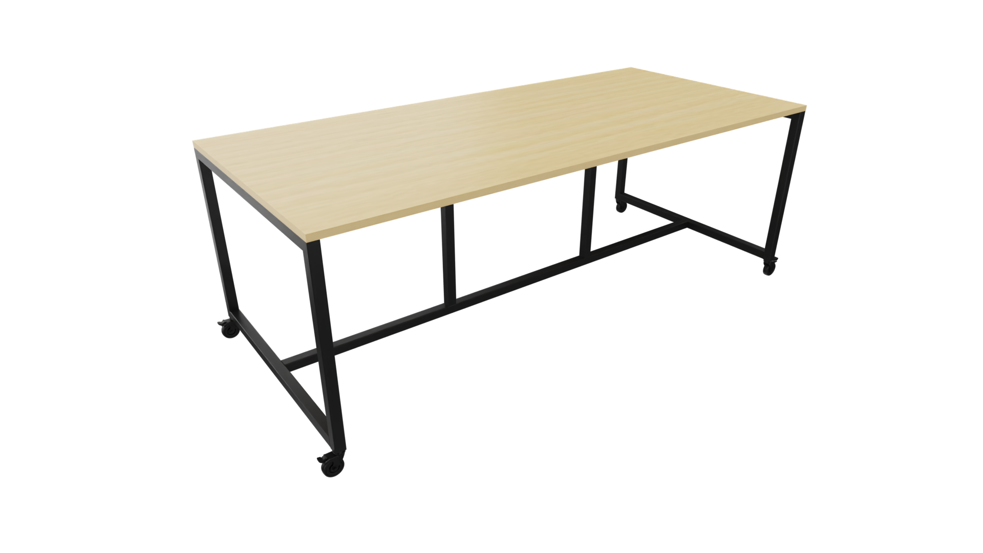 Verrijdbare vergadertafel 4811 - 240 x 108 cm. - Zwart - Beuken afbeelding