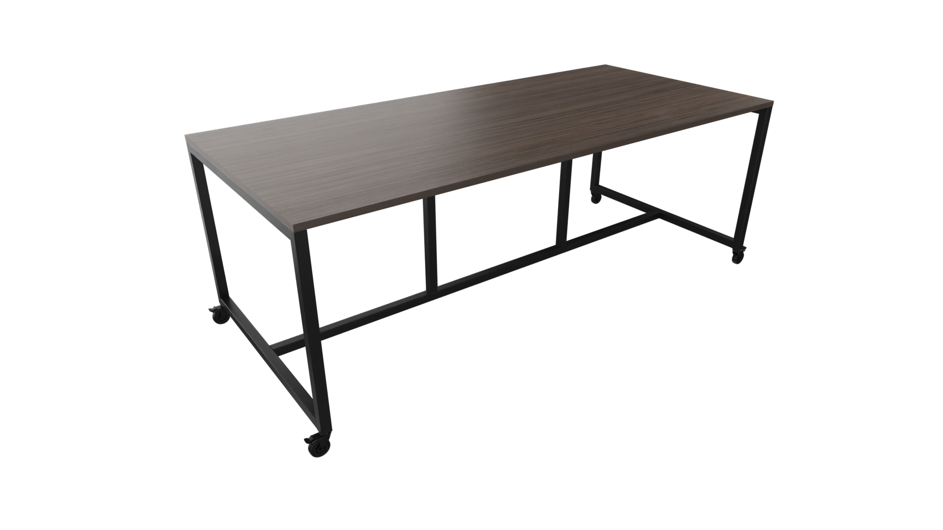 Verrijdbare vergadertafel 4811 - 320 x 108 cm. - Zwart - Eiken donker afbeelding