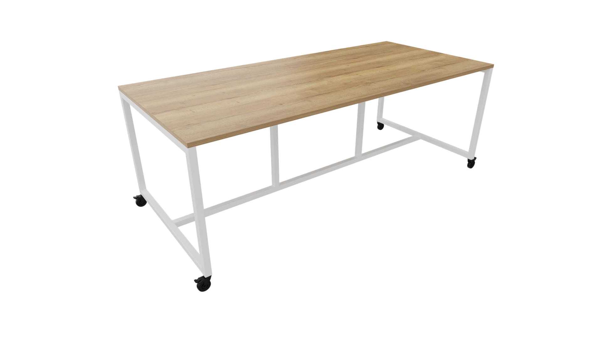 Verrijdbare vergadertafel 4811 - 160 x 108 cm. - Wit - Eiken YT49a afbeelding