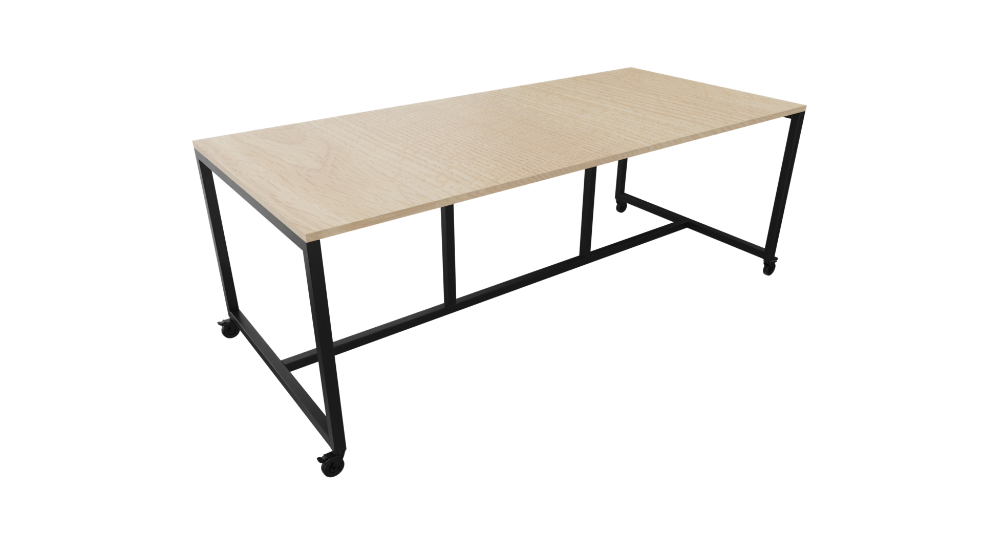 Verrijdbare vergadertafel 4811 - 160 x 108 cm. - Zwart - Eiken licht afbeelding