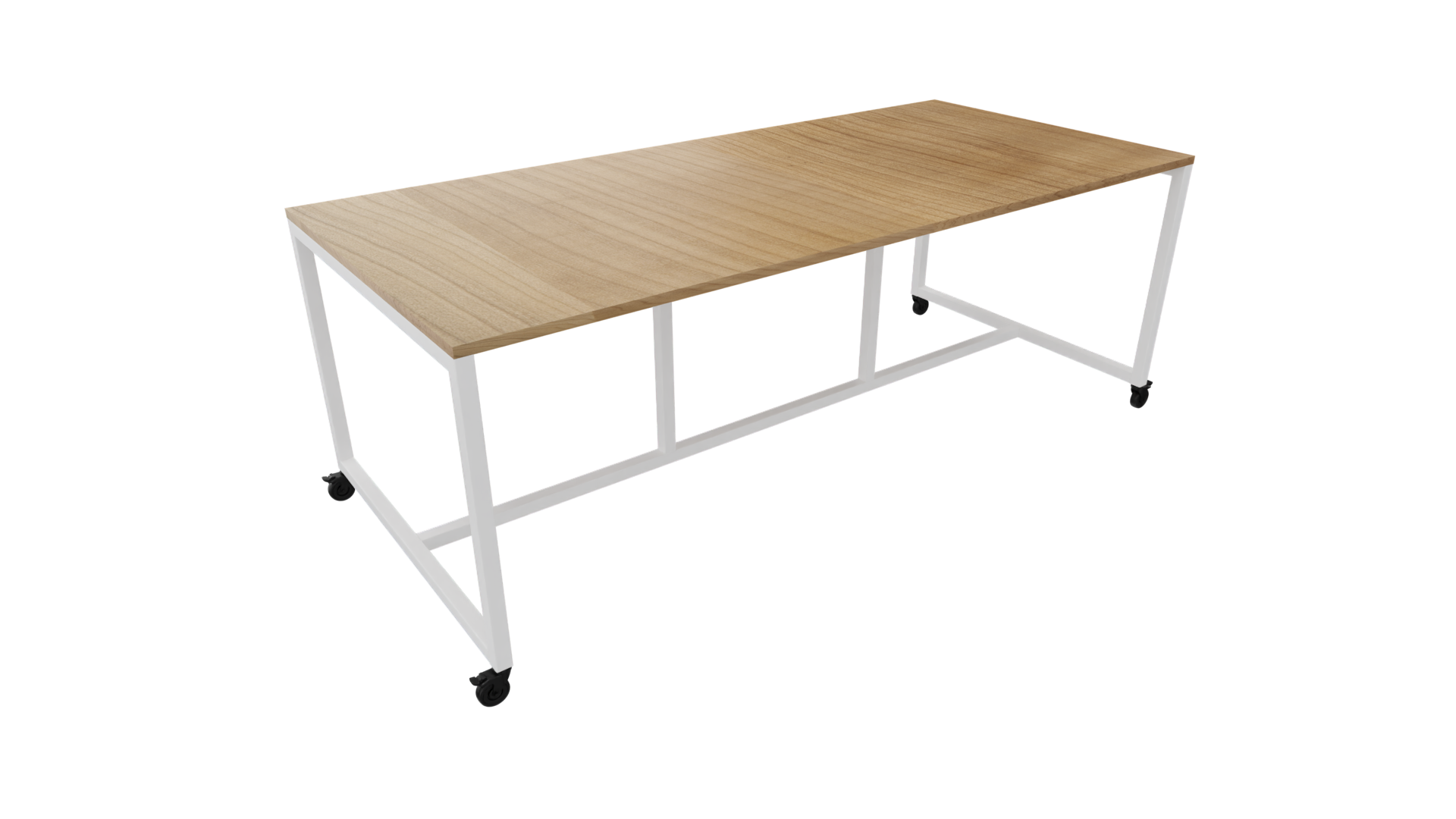 Verrijdbare vergadertafel 4811 - 320 x 108 cm. - Wit - Toscaans noten afbeelding