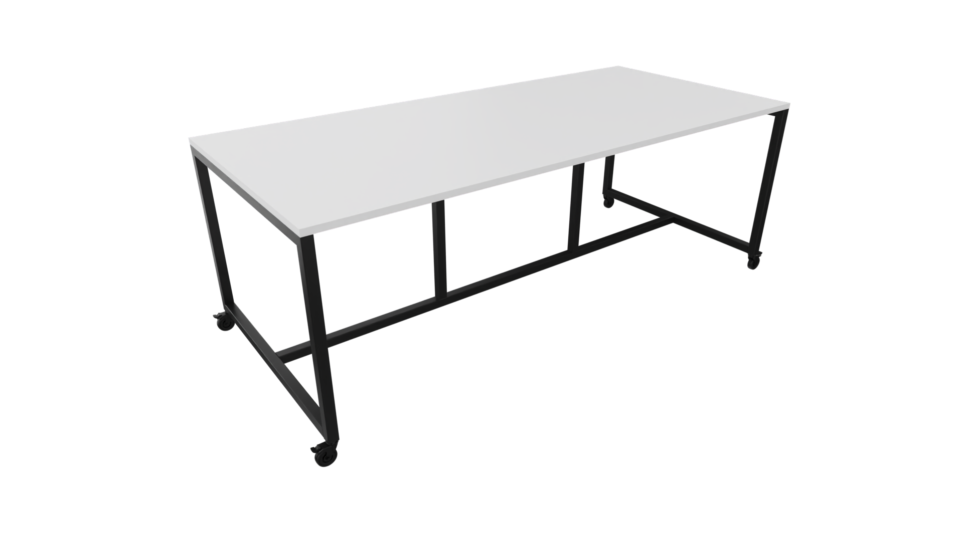 Verrijdbare vergadertafel 4811 - 320 x 108 cm. - Zwart - Wit afbeelding