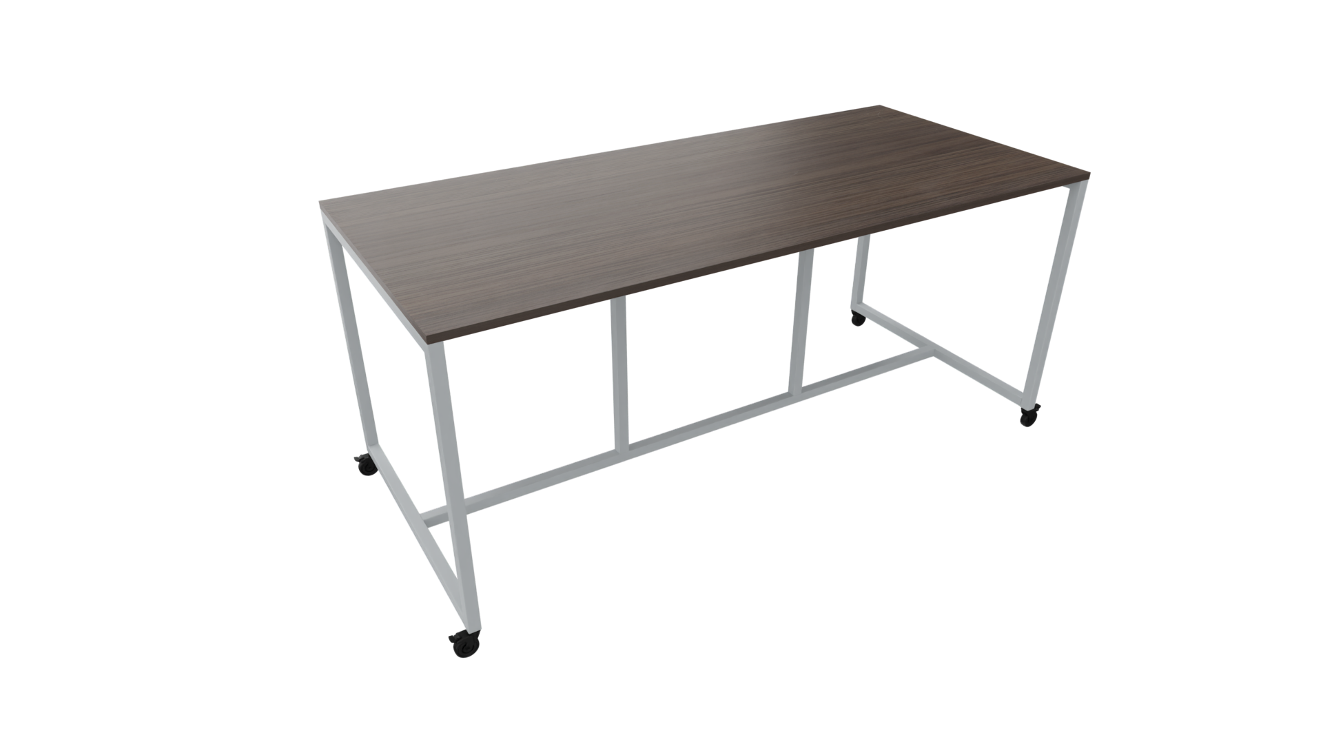 Verrijdbare vergadertafel 4911 - 160 x 108 cm. - Alu - Eiken donker afbeelding