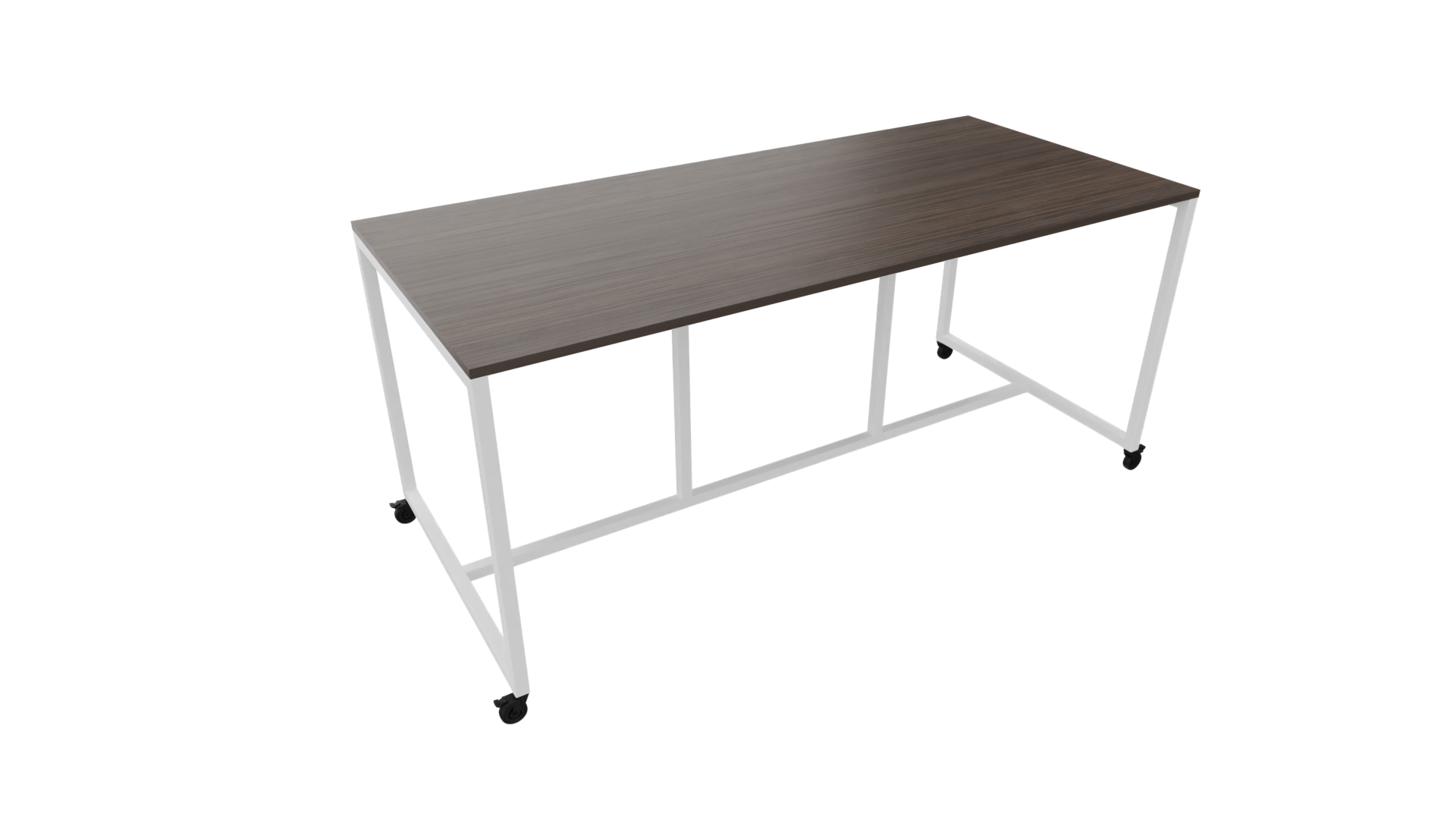 Verrijdbare vergadertafel 4911 - 240 x 108 cm. - Wit - Eiken donker afbeelding
