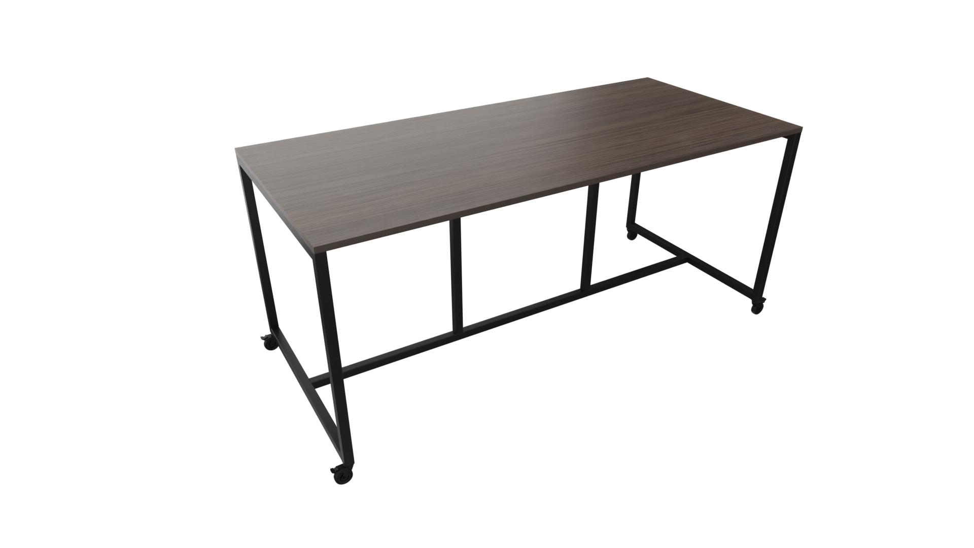 Verrijdbare vergadertafel 4911 - 320 x 108 cm. - Zwart - Eiken donker afbeelding