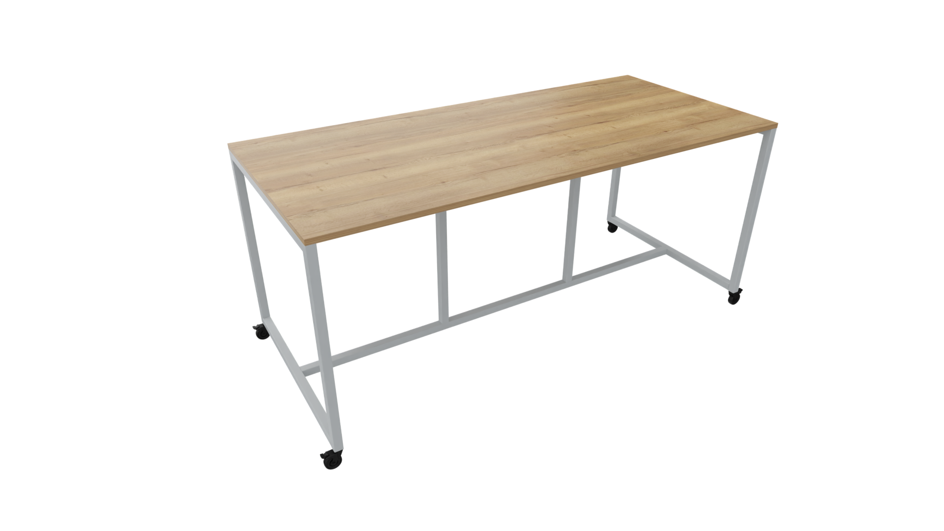Verrijdbare vergadertafel 4911 - 320 x 108 cm. - Alu - Eiken YT49a afbeelding