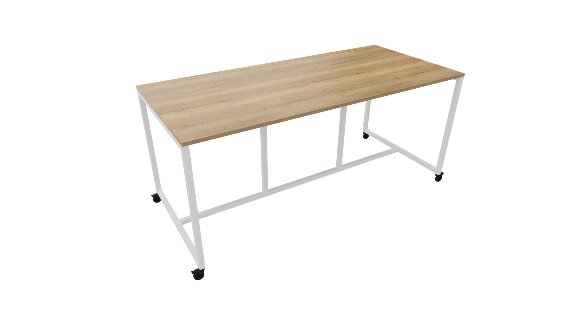 Verrijdbare vergadertafel 4911 - 240 x 108 cm. - Wit - Eiken YT49a afbeelding