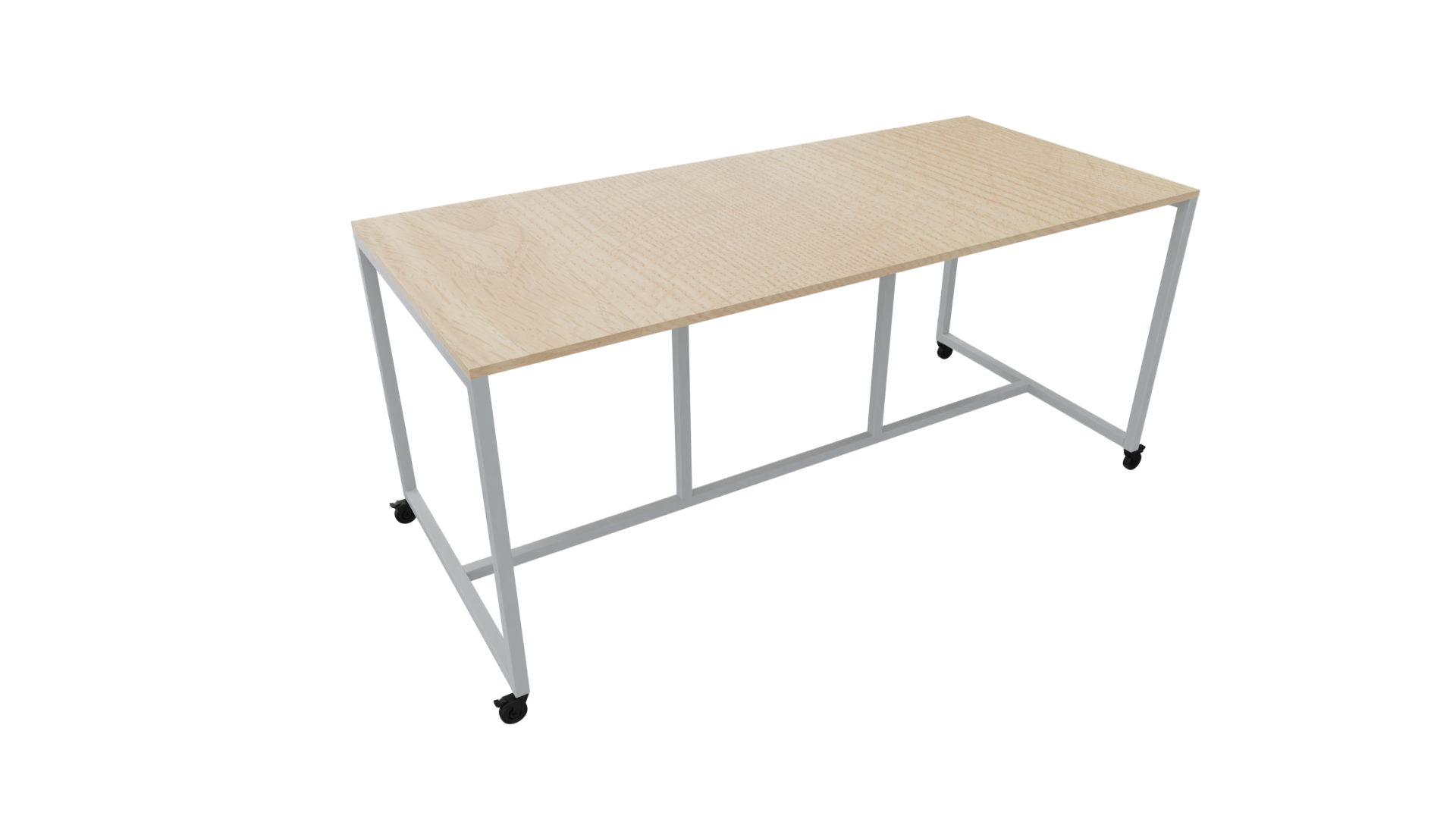 Verrijdbare vergadertafel 4911 - 160 x 108 cm. - Alu - Eiken licht afbeelding
