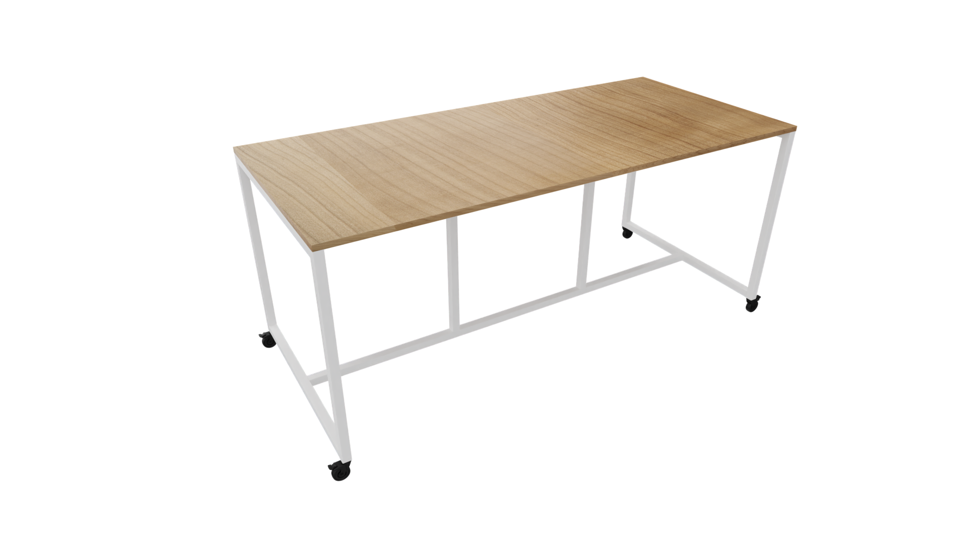 Verrijdbare vergadertafel 4911 - 240 x 108 cm. - Wit - Toscaans noten afbeelding