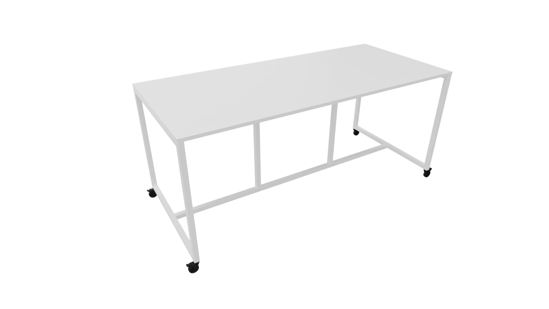 Verrijdbare vergadertafel 4911 - 240 x 108 cm. - Wit - Wit afbeelding