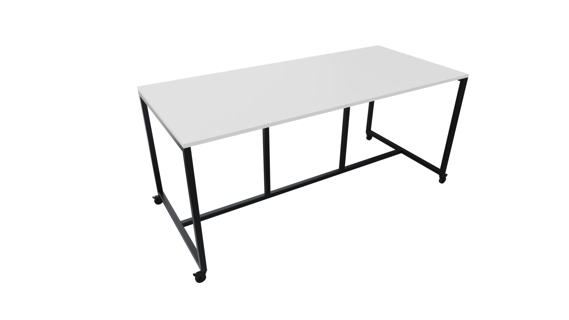 Verrijdbare vergadertafel 4911 - 320 x 108 cm. - Zwart - Wit afbeelding