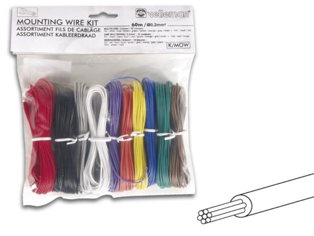 SET MONTAGEKABELS - 10 KLEUREN - 60m - MEERADERIG afbeelding