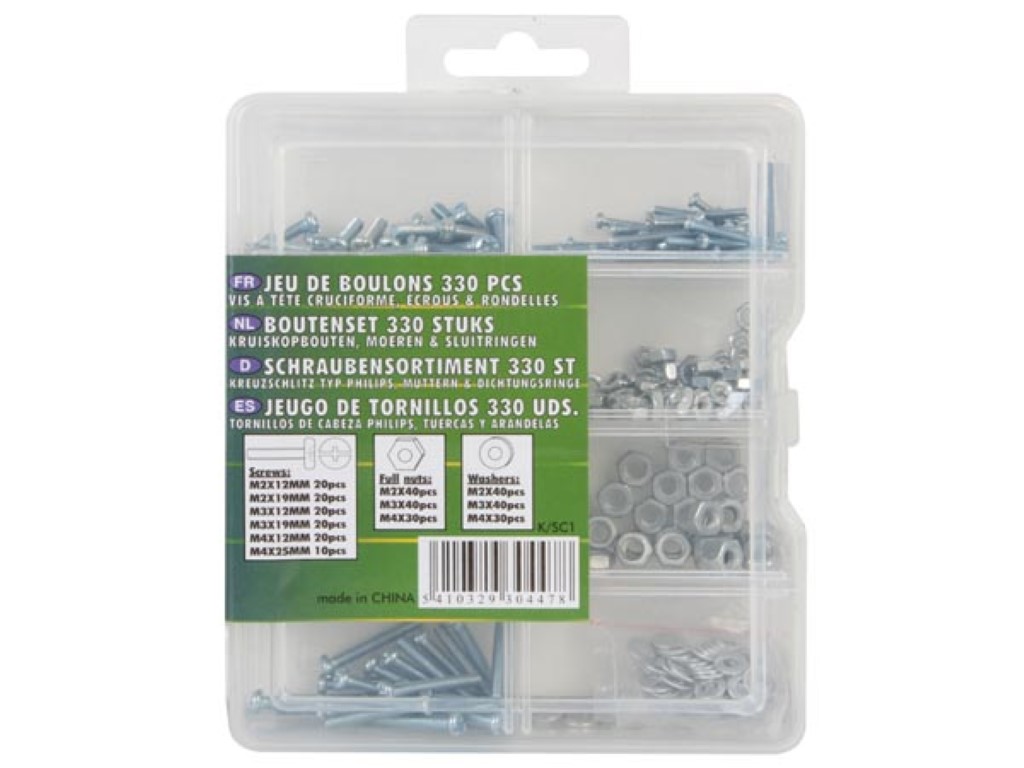 BOUTENSET 330 ST. (PHILIPS SCHROEVEN, MOEREN EN SLUITRINGEN) afbeelding