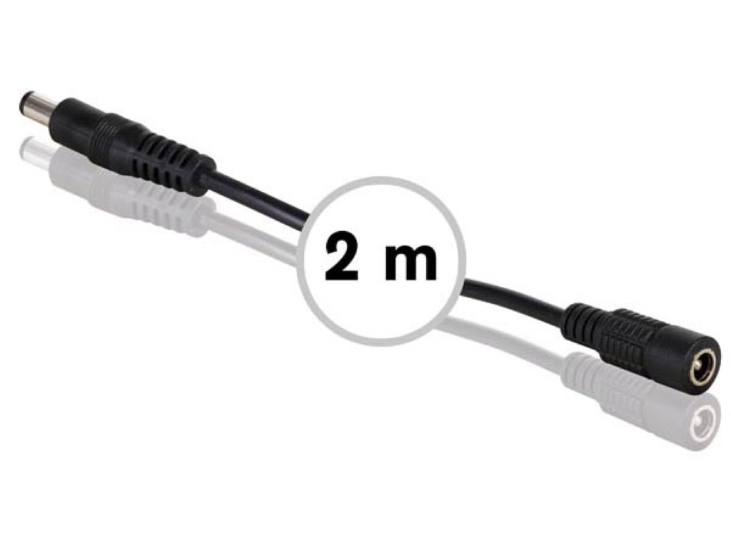 Velleman VERLENGSNOER MET DC-VOEDINGSCONNECTOR (MANNELIJK-VROUWELIJK) 2 m ZWART