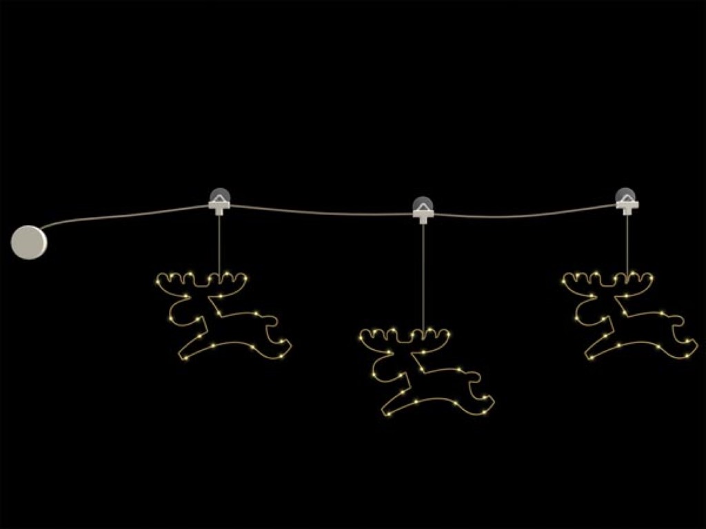 Linear Serie LED - reindeers - 90 x 30 cm - 54 warm white microlamps - batteries not provided afbeelding